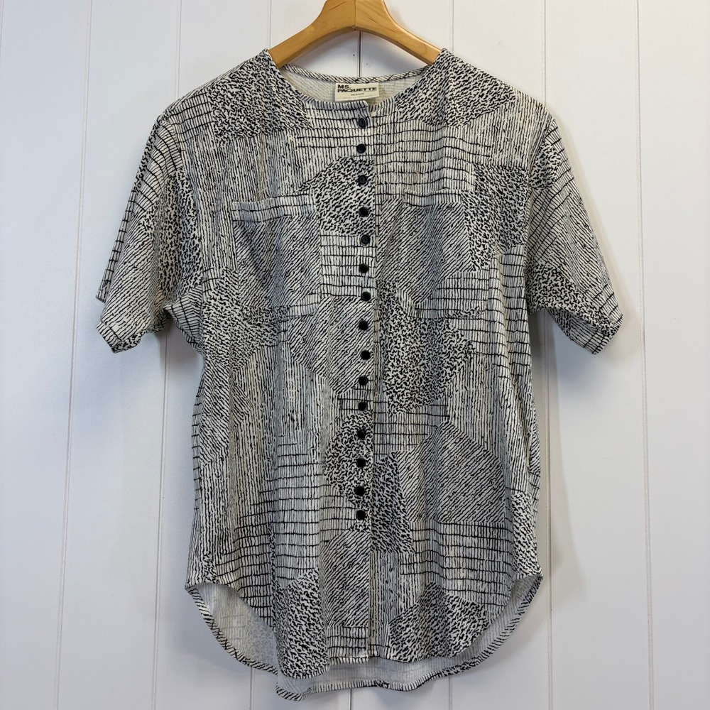 Vintage Ms Paquette 80s 90s Artsy Button Down Shirt Women Size M Oversized Chic